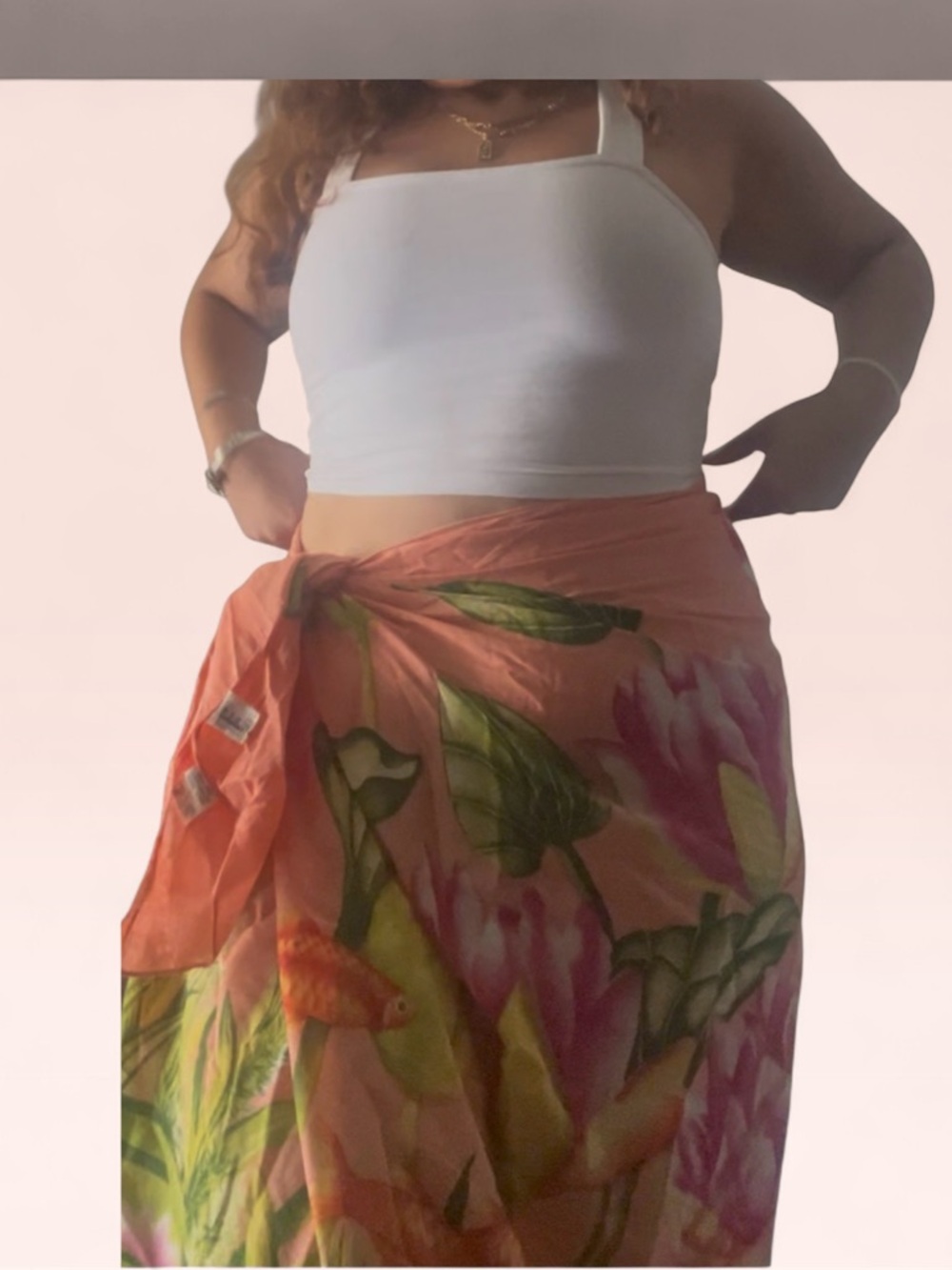Diane von furstenberg vintage fish print sarong beach cover up scarf one size